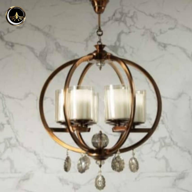 لوستر پذیرایی حلالی کریستالی نیم گرد